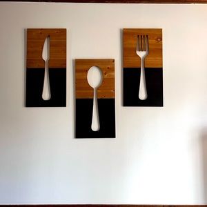 Knife fork spoon kitchen wall plaques